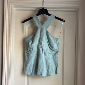 Ann Taylor Factory Light Blue Cross-Back Blouse